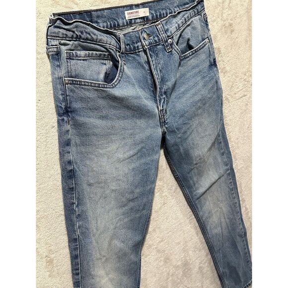 Signature Levi Strauss Mens Size 34x32 Slim Blue Denim Straight Stretch - Picture 3 of 16